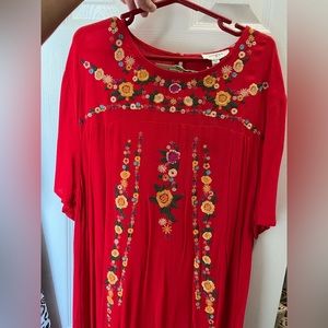 NWT Embroidered Red Dress Size M Medium